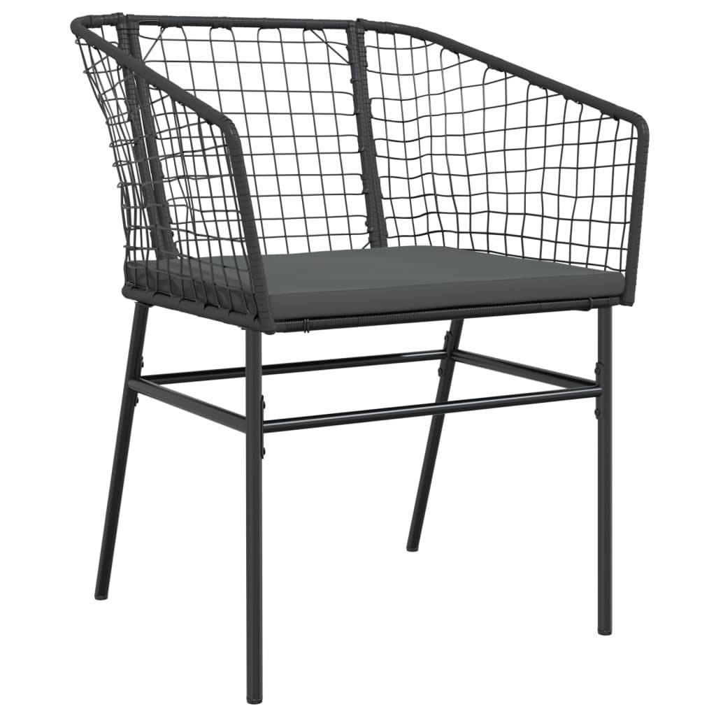 vidaXL Gartenstühle 2 Stk. mit Kissen Schwarz Poly Rattan