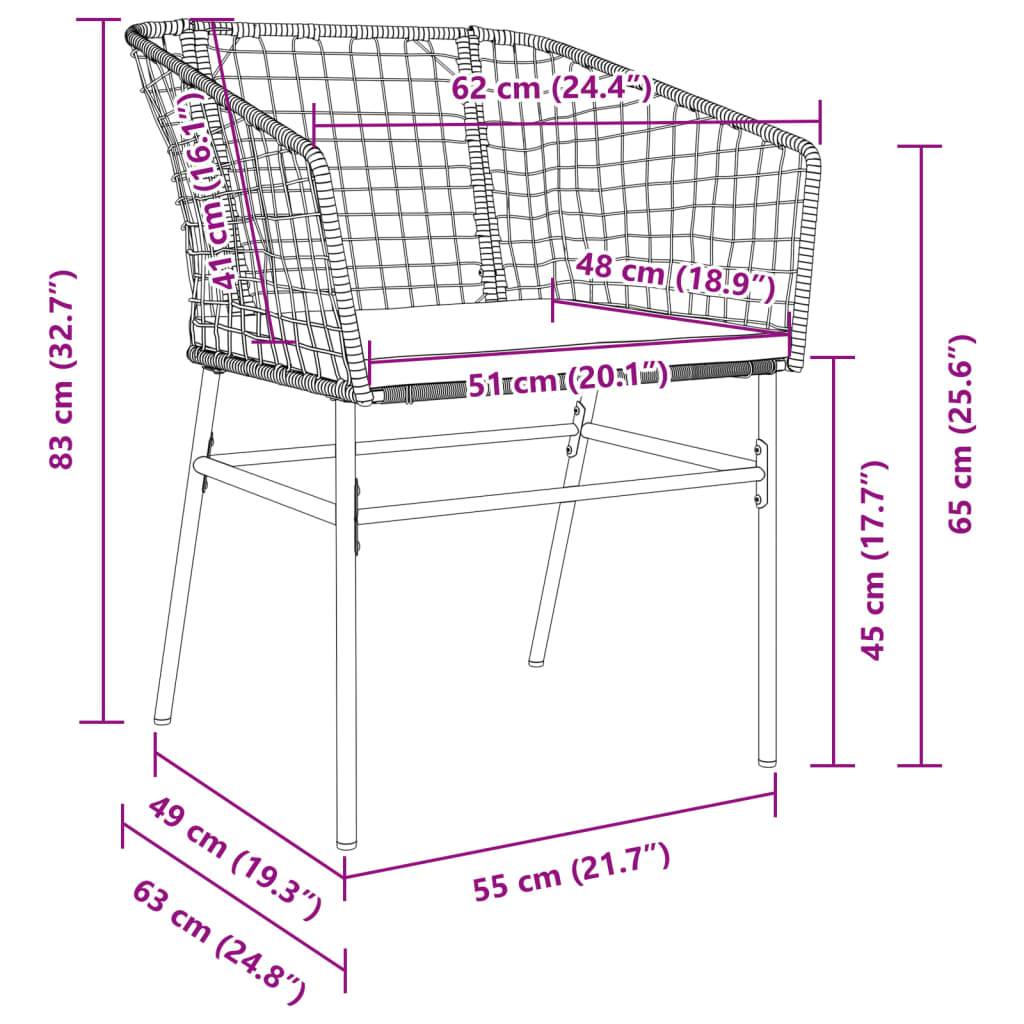 vidaXL Gartenstühle 2 Stk. mit Kissen Schwarz Poly Rattan