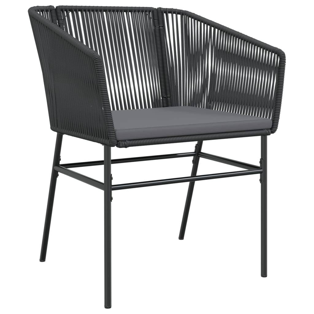 vidaXL Gartenstühle 2 Stk. mit Kissen Schwarz Poly Rattan