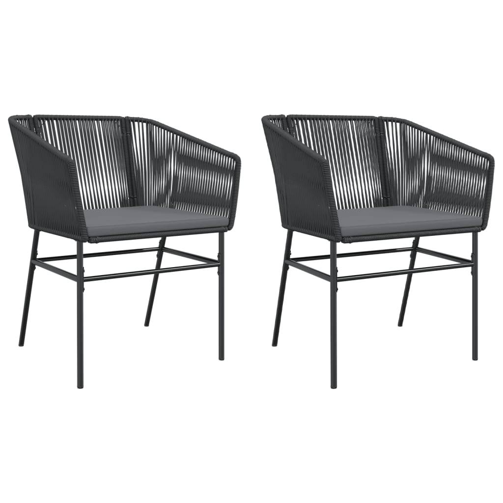 vidaXL Gartenstühle 2 Stk. mit Kissen Schwarz Poly Rattan