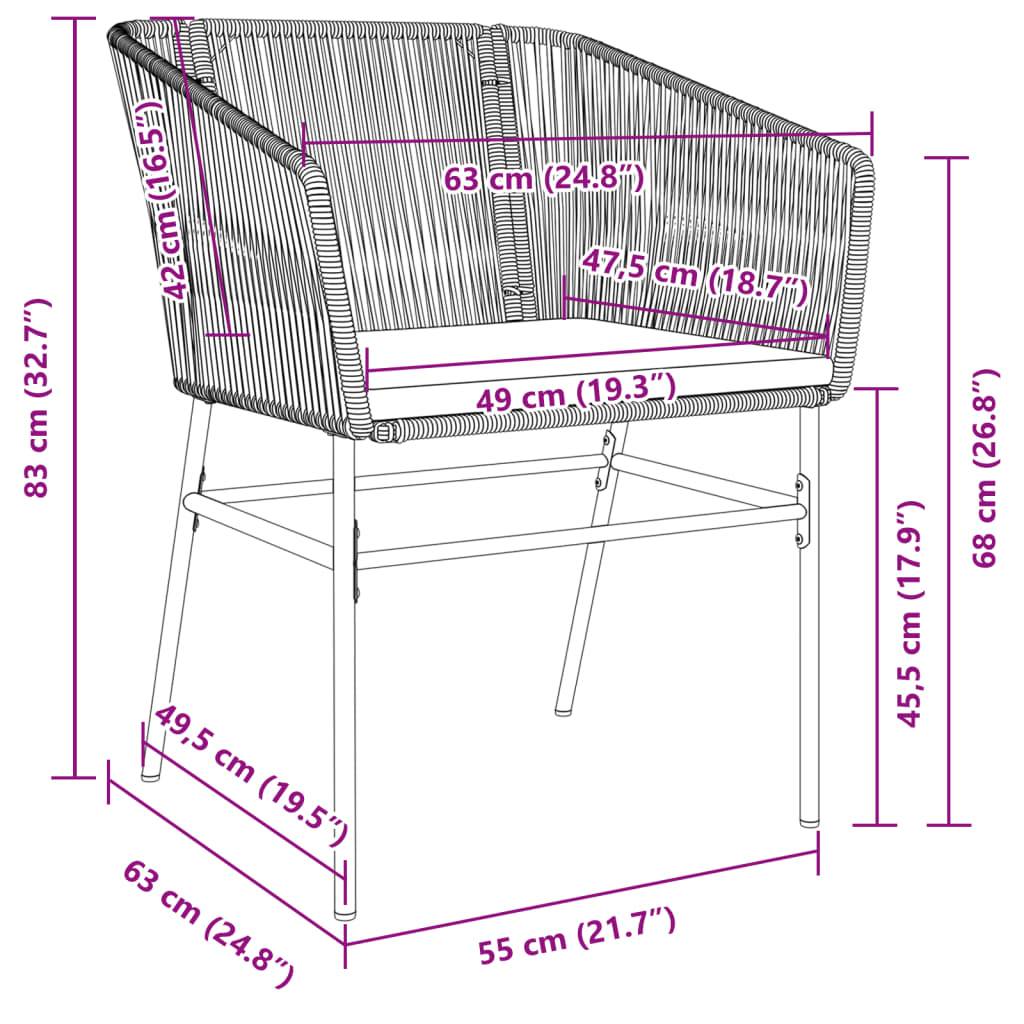 vidaXL Gartenstühle 2 Stk. mit Kissen Schwarz Poly Rattan