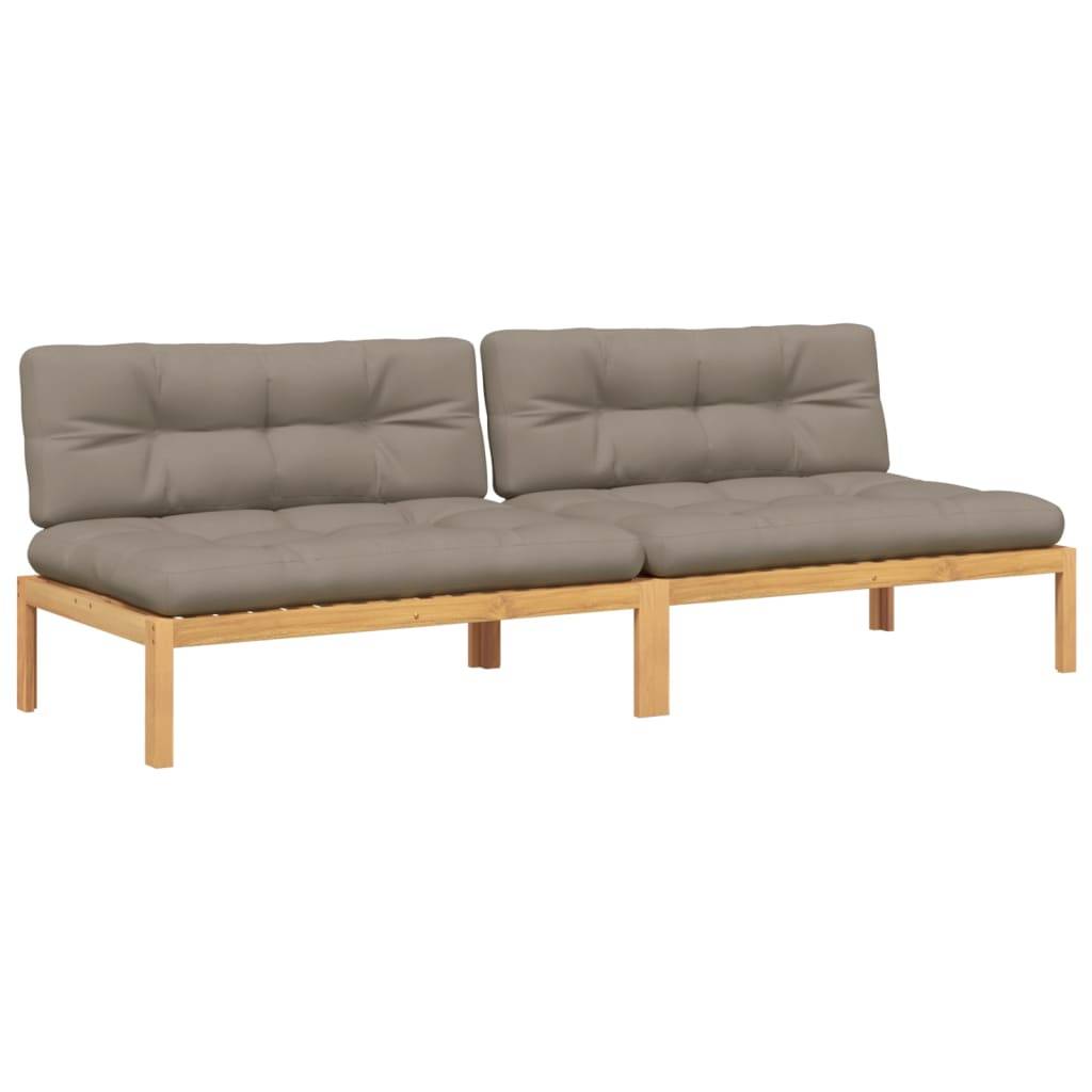 vidaXL Garten-Mittelsofas aus Paletten 2 Stk. mit Kissen Akazienholz