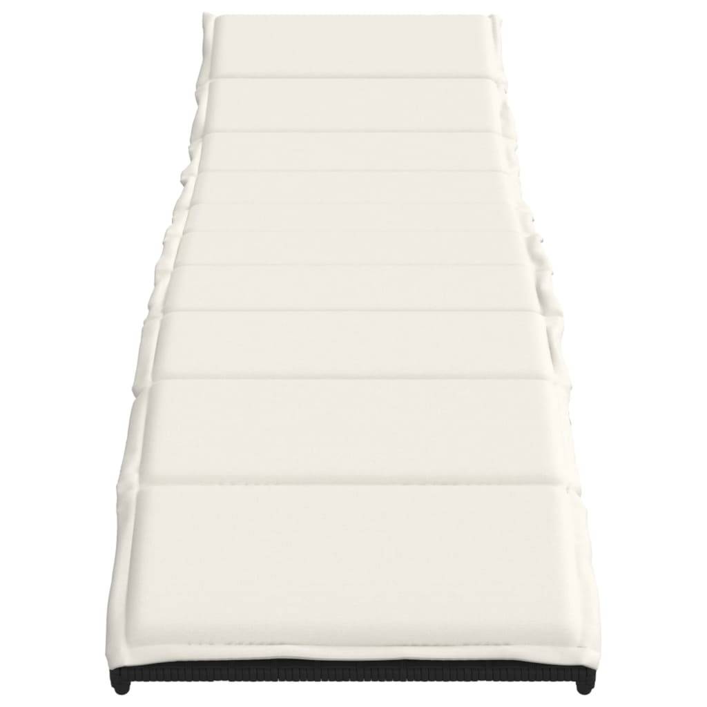 vidaXL Sonnenliege mit Kissen Schwarz 55x199x50 cm Poly Rattan