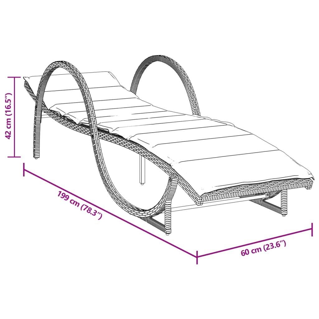 vidaXL Sonnenliegen 2 Stk. mit Auflagen Schwarz Poly Rattan