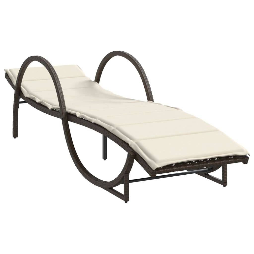 vidaXL Sonnenliegen 2 Stk. mit Auflagen Braun Poly Rattan