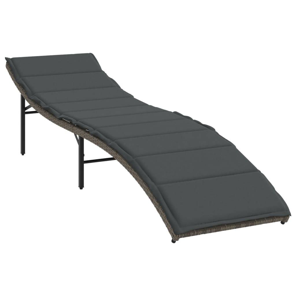 vidaXL Sonnenliegen 2 Stk. mit Auflagen Grau Poly Rattan