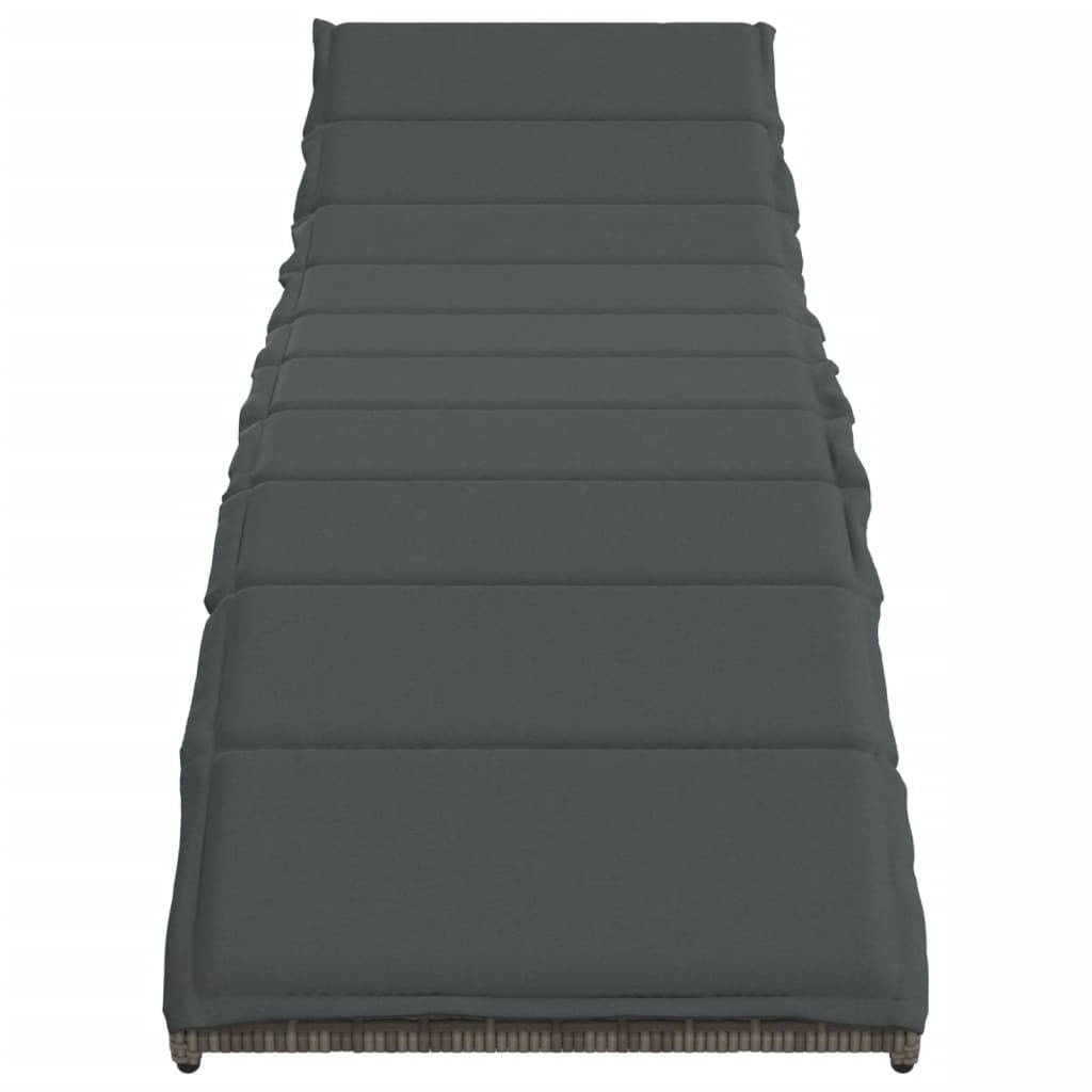 vidaXL Sonnenliege mit Kissen Grau 55x199x50 cm Poly Rattan