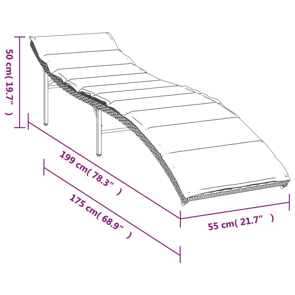 vidaXL Sonnenliegen 2 Stk. mit Auflagen Grau Poly Rattan