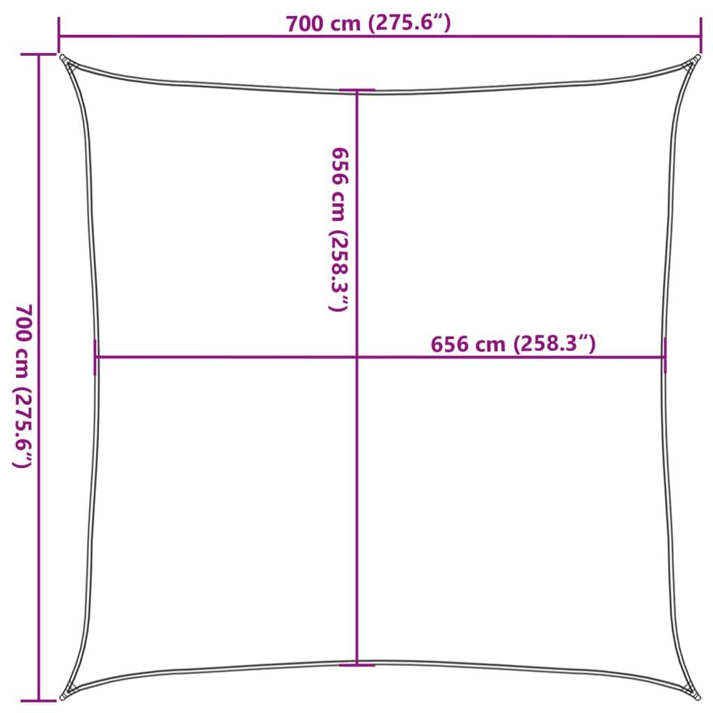 vidaXL Sonnensegel Hellgrau 7x7 m 100% Polyester Oxford