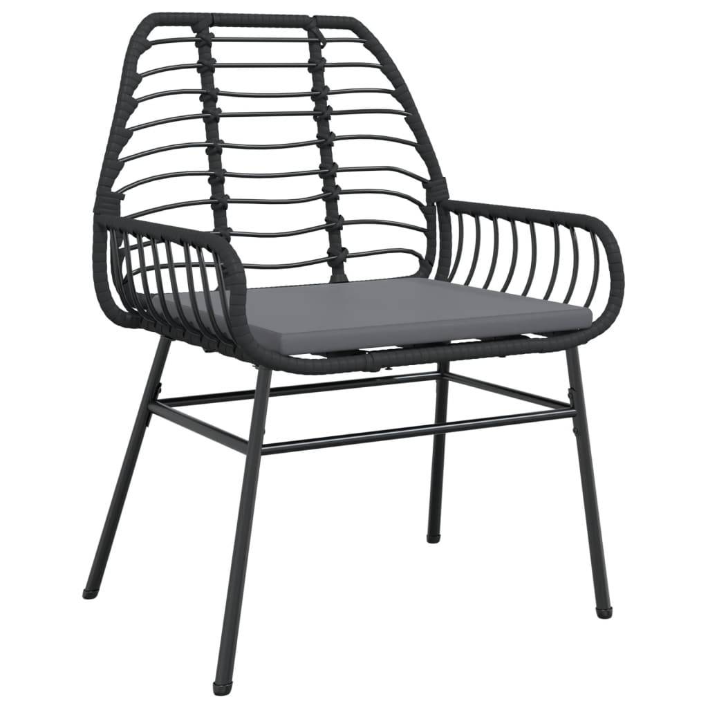vidaXL Gartenstühle 2 Stk. mit Kissen Schwarz Poly Rattan