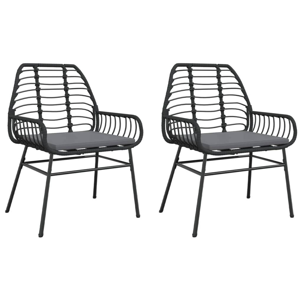 vidaXL Gartenstühle 2 Stk. mit Kissen Schwarz Poly Rattan