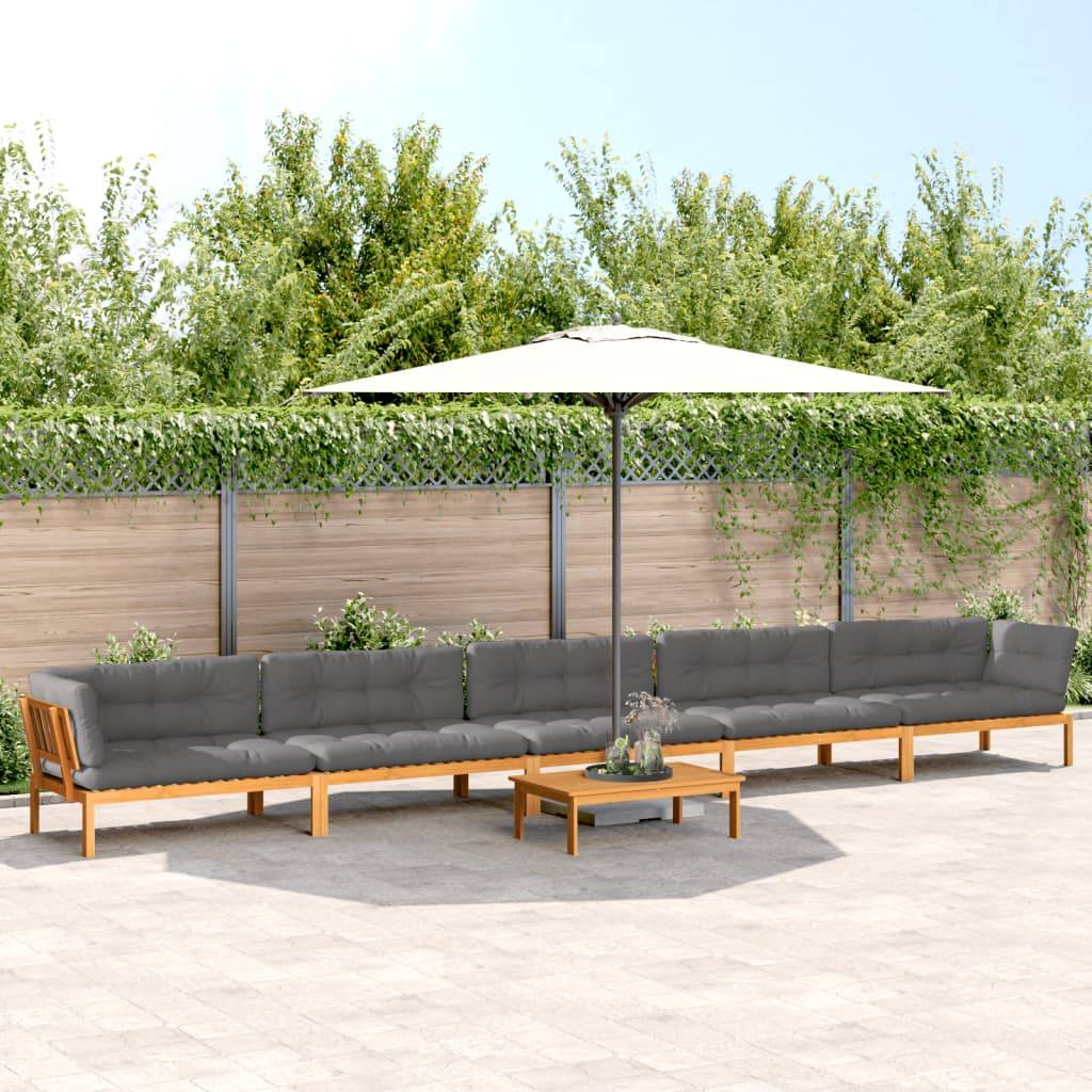 vidaXL 6-tlg. Garten-Sofagarnitur aus Paletten mit Kissen Akazienholz