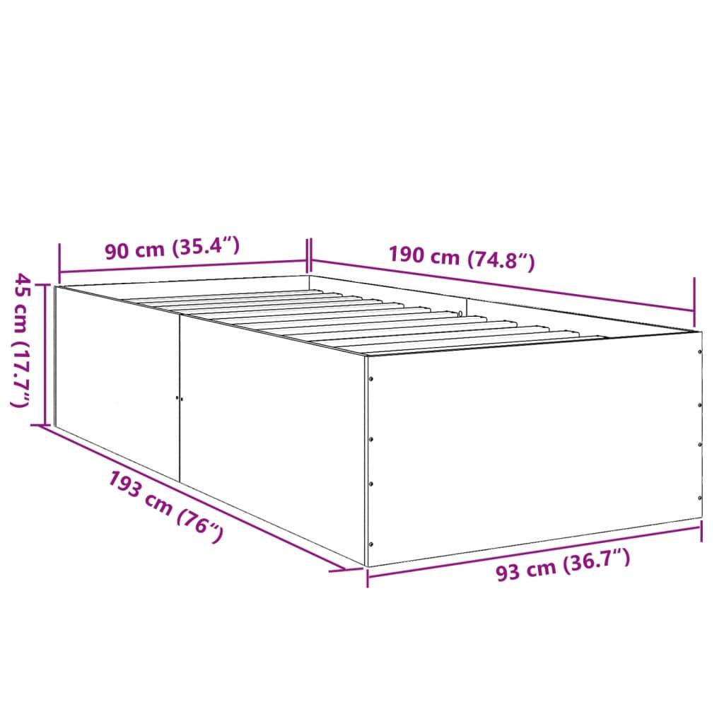 vidaXL Bettgestell Räuchereiche 90x190 cm Holzwerkstoff