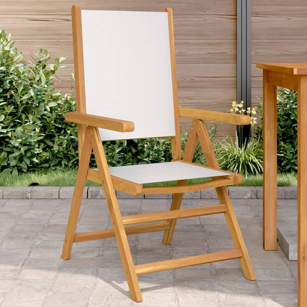 vidaXL Gartenstühle 2 Stk. Cremeweiß Massivholz Akazie & Stoff