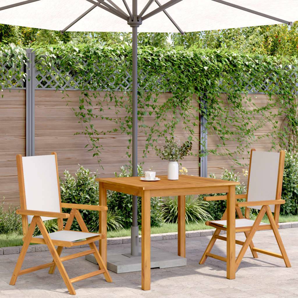 vidaXL Gartenstühle 2 Stk. Cremeweiß Massivholz Akazie & Stoff