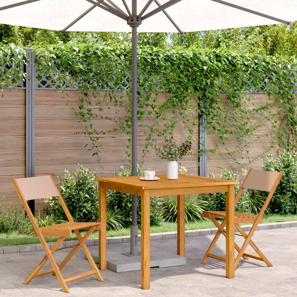 vidaXL Bistrostühle 2 Stk. Taupe Massivholz Akazie & Stoff