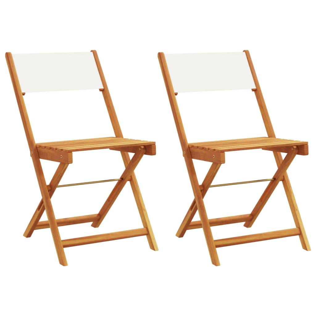 vidaXL Bistrostühle 2 Stk. Cremeweiß Massivholz Akazie & Stoff