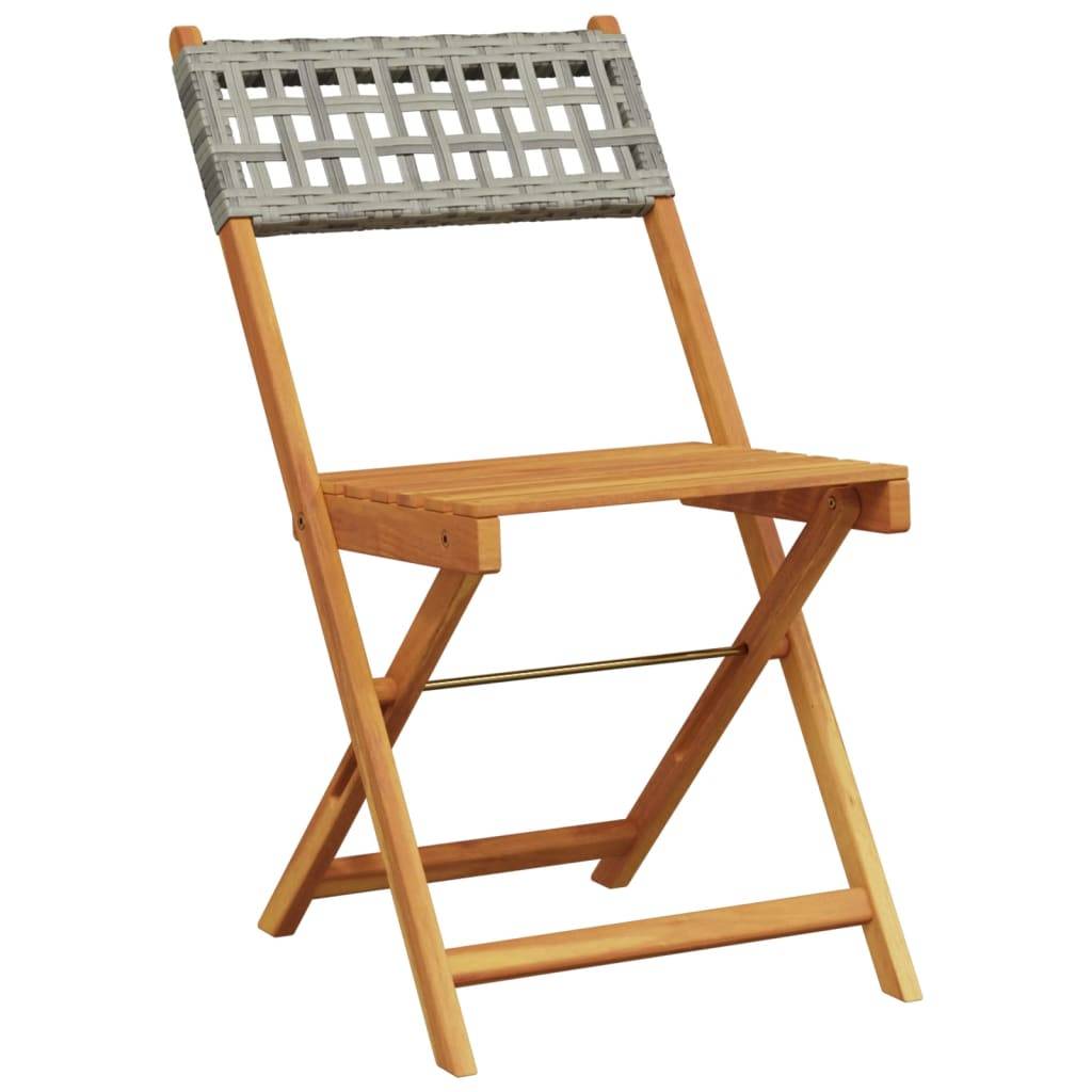 vidaXL Gartenstühle 4 Stk. Klappbar Grau Poly Rattan & Massivholz