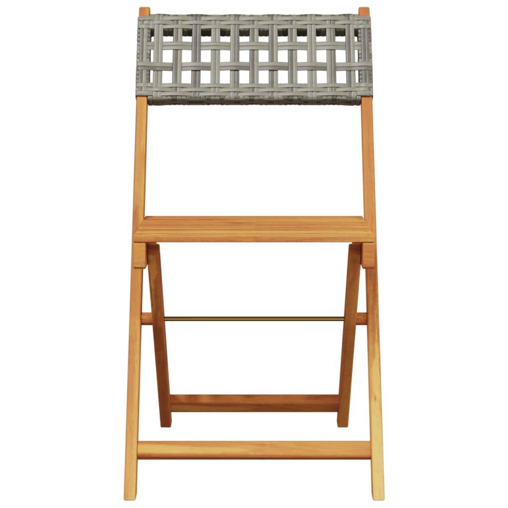 vidaXL Gartenstühle 4 Stk. Klappbar Grau Poly Rattan & Massivholz