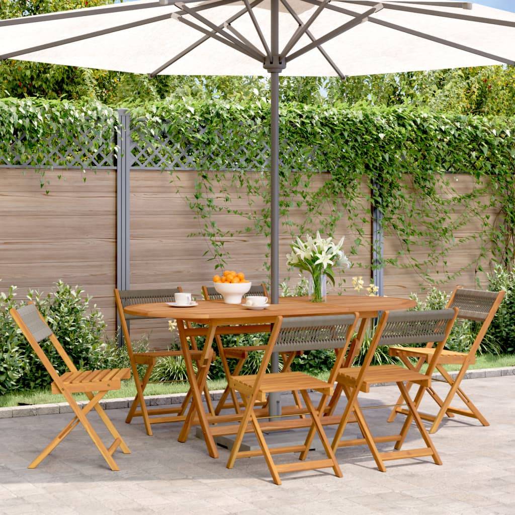 vidaXL Gartenstühle 6 Stk. Klappbar Grau Massivholz Akazie
