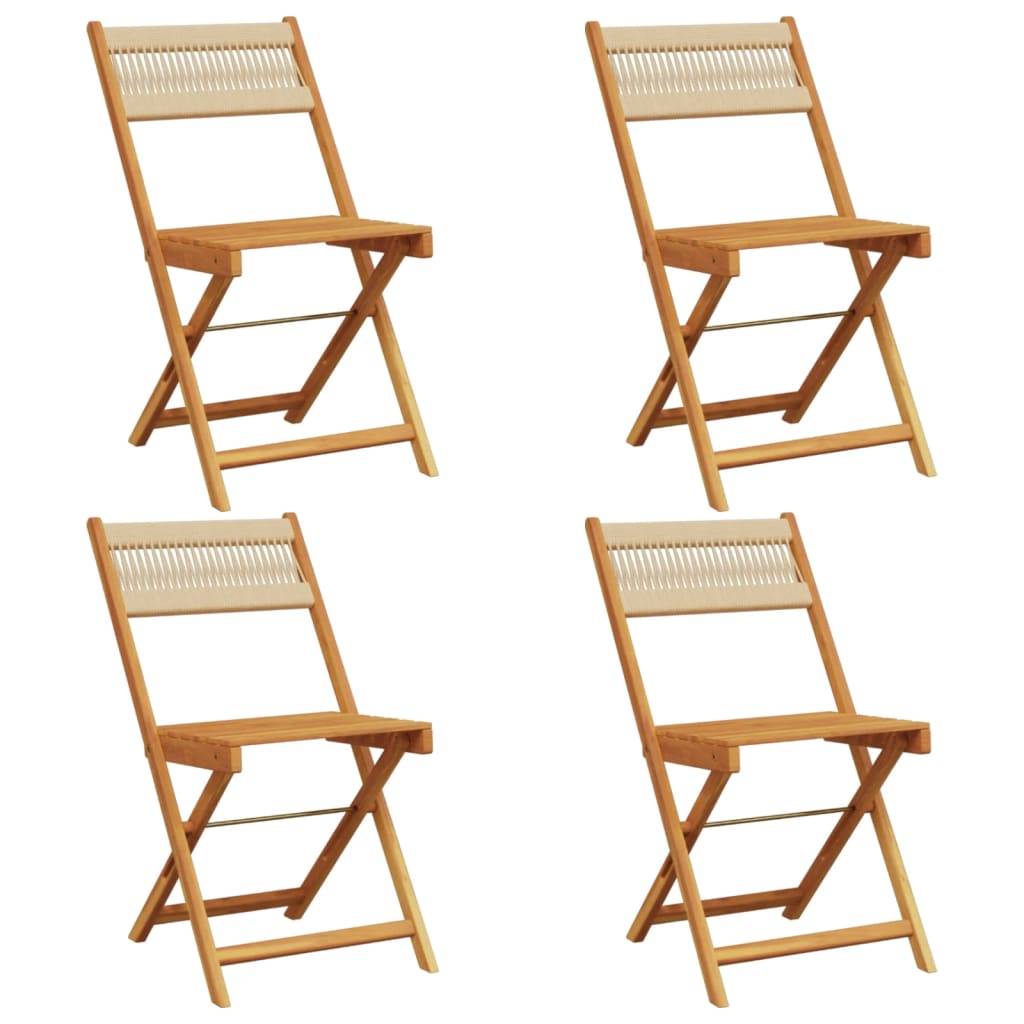 vidaXL Gartenstühle 4 Stk. Klappbar Beige Massivholz Akazie