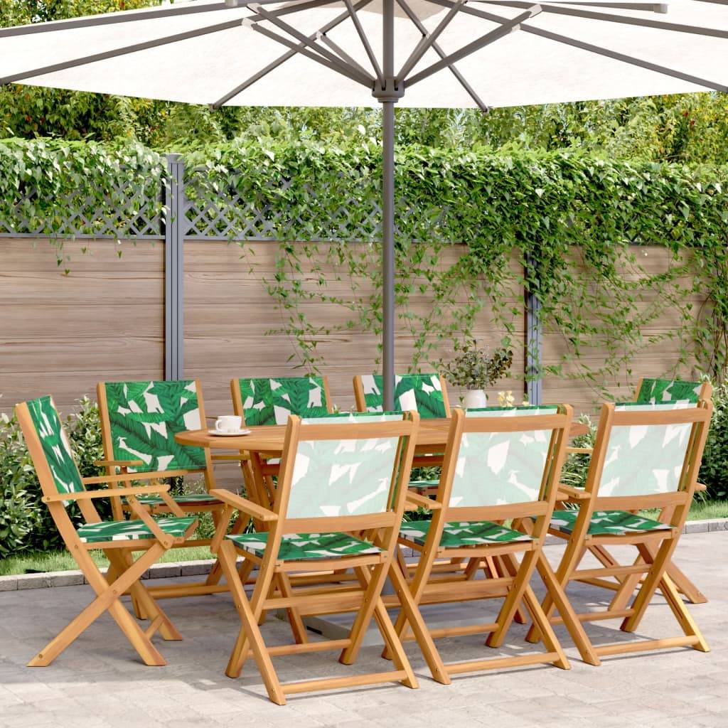 vidaXL Gartenstühle 8 Stk. Klappbar Grün Stoff und Massivholz