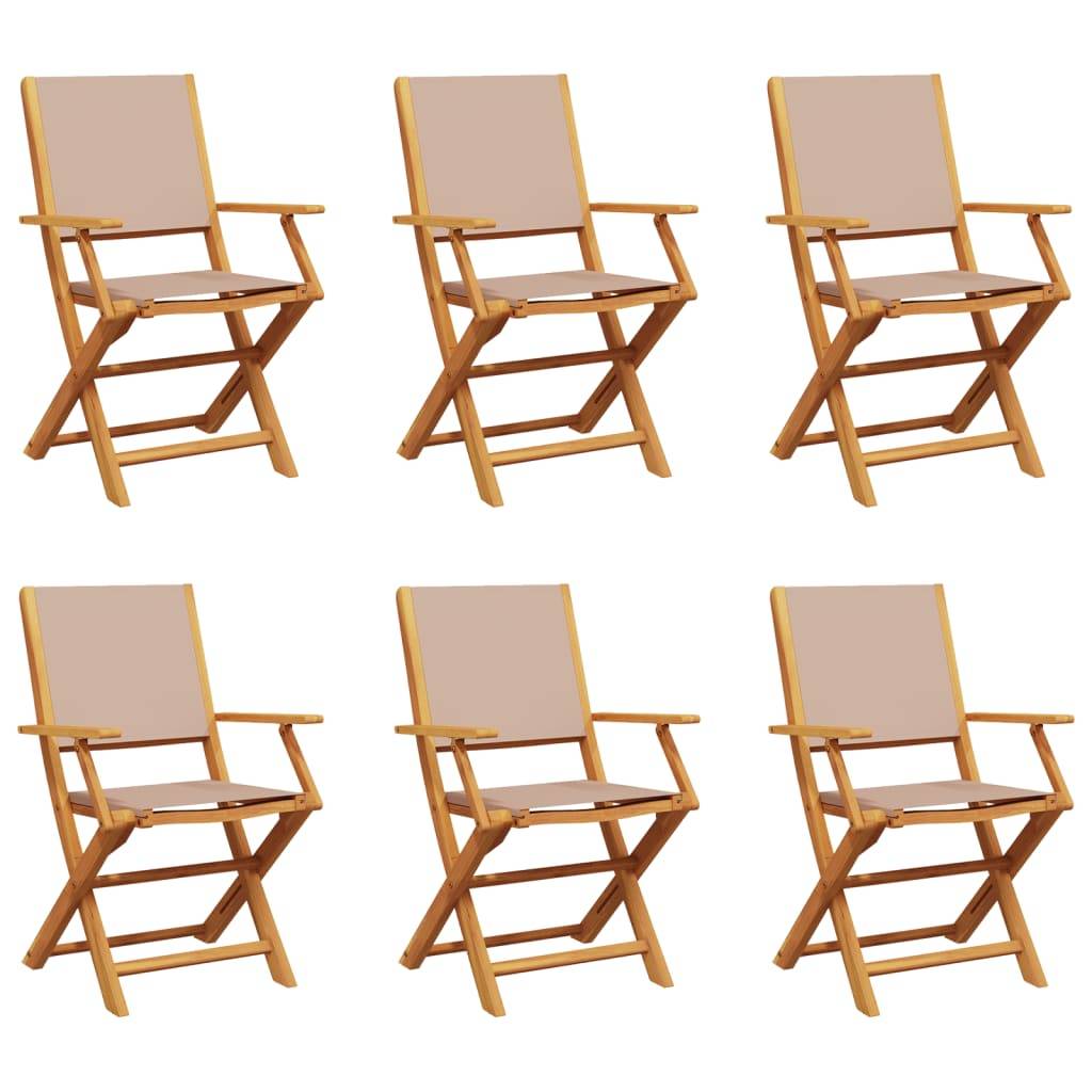 vidaXL Gartenstühle 6 Stk. Klappbar Taupe Stoff und Massivholz