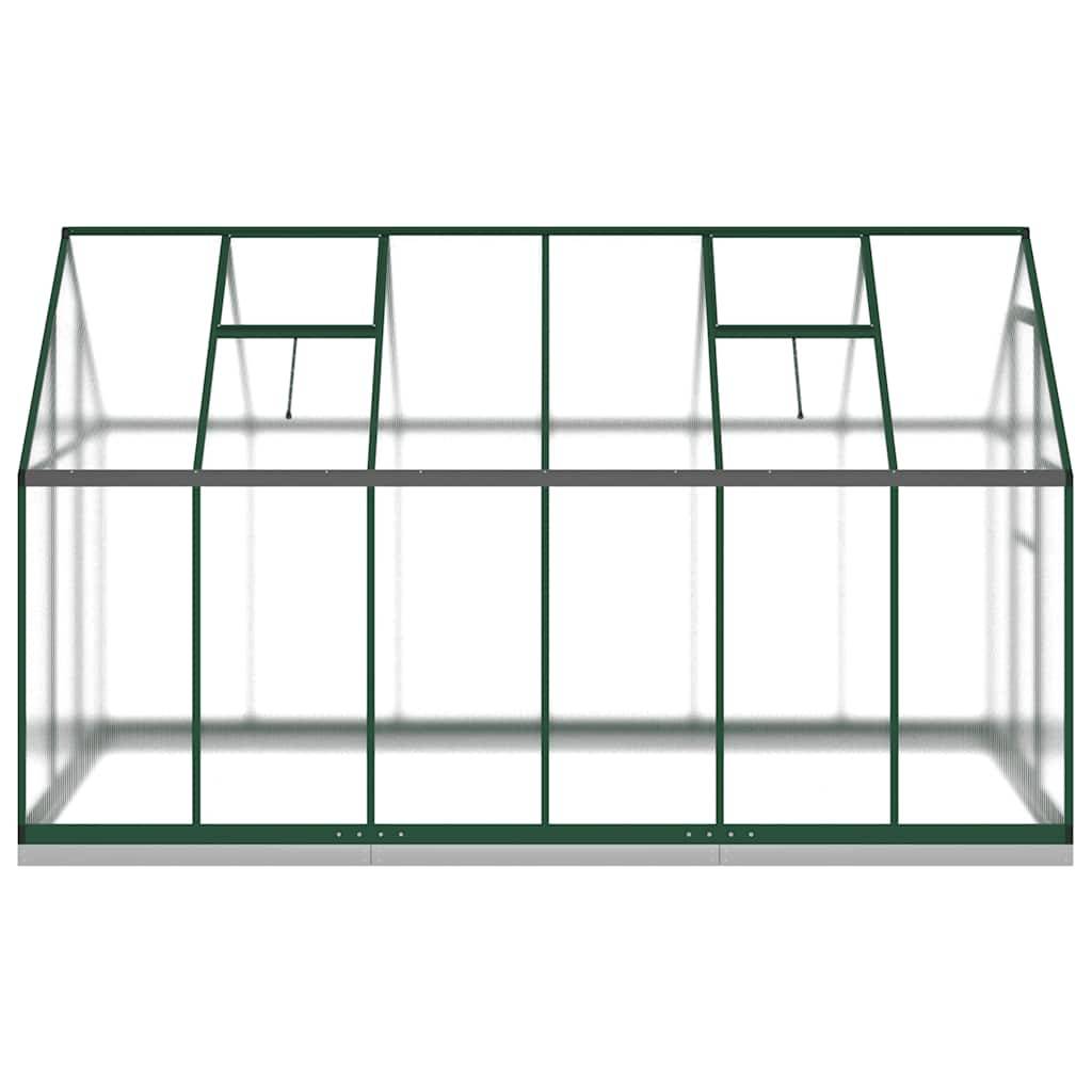 vidaXL Gewächshaus mit Fundamentrahmen Grün 334x169x202 cm Aluminimum