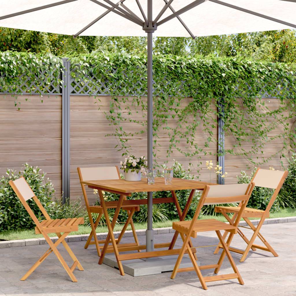 vidaXL 5-tlg. Garten-Essgruppe Stoff und Massivholz Beige