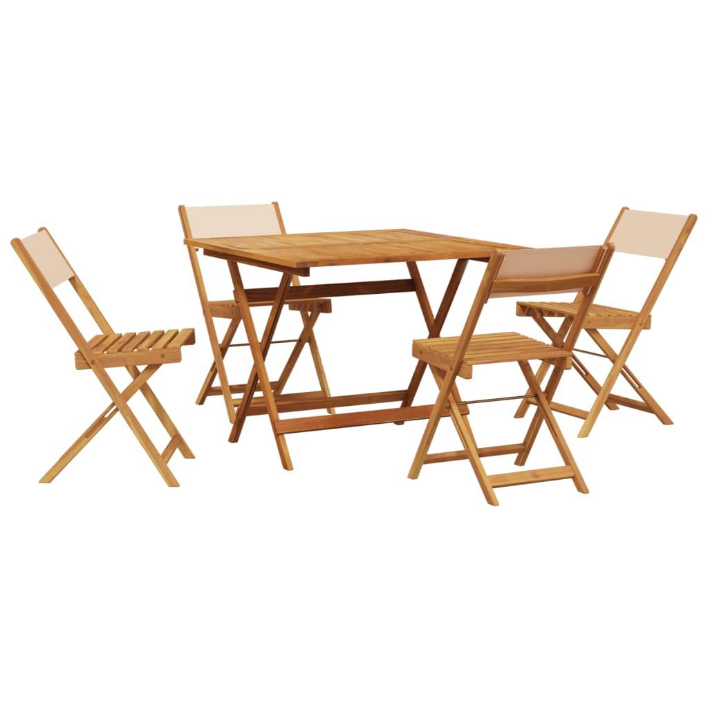 vidaXL 5-tlg. Garten-Essgruppe Stoff und Massivholz Beige