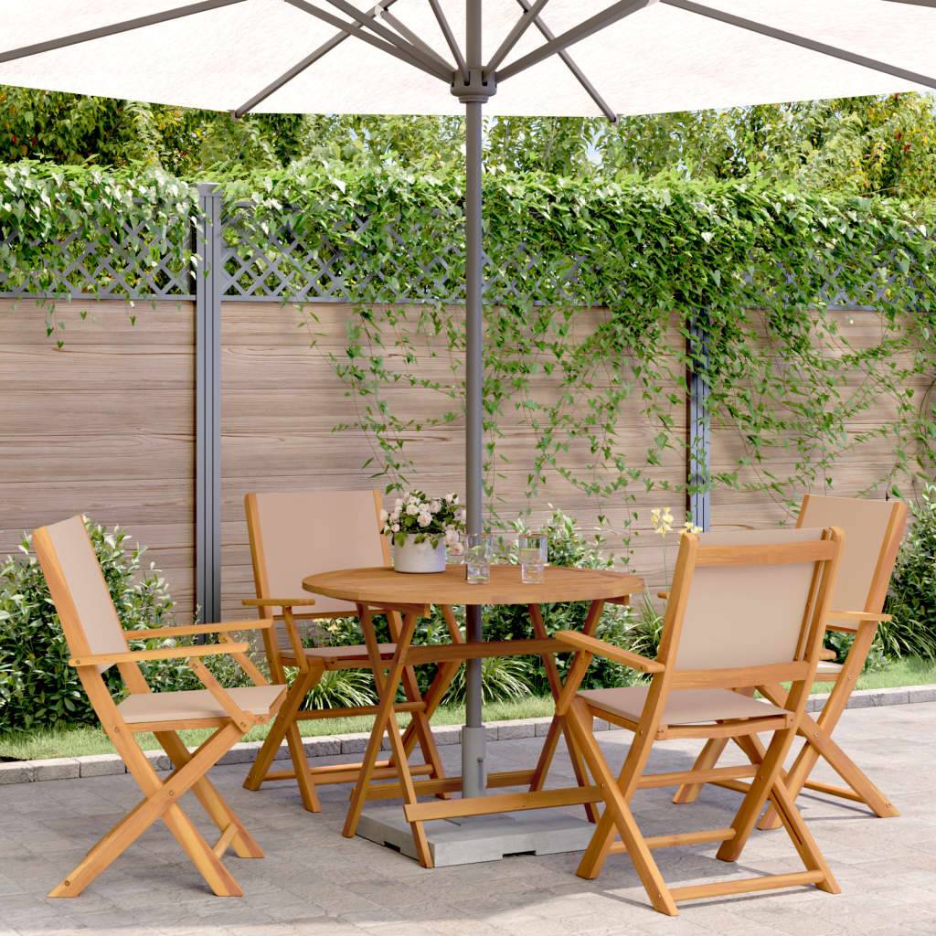 vidaXL 5-tlg. Garten-Essgruppe Stoff und Massivholz Taupe