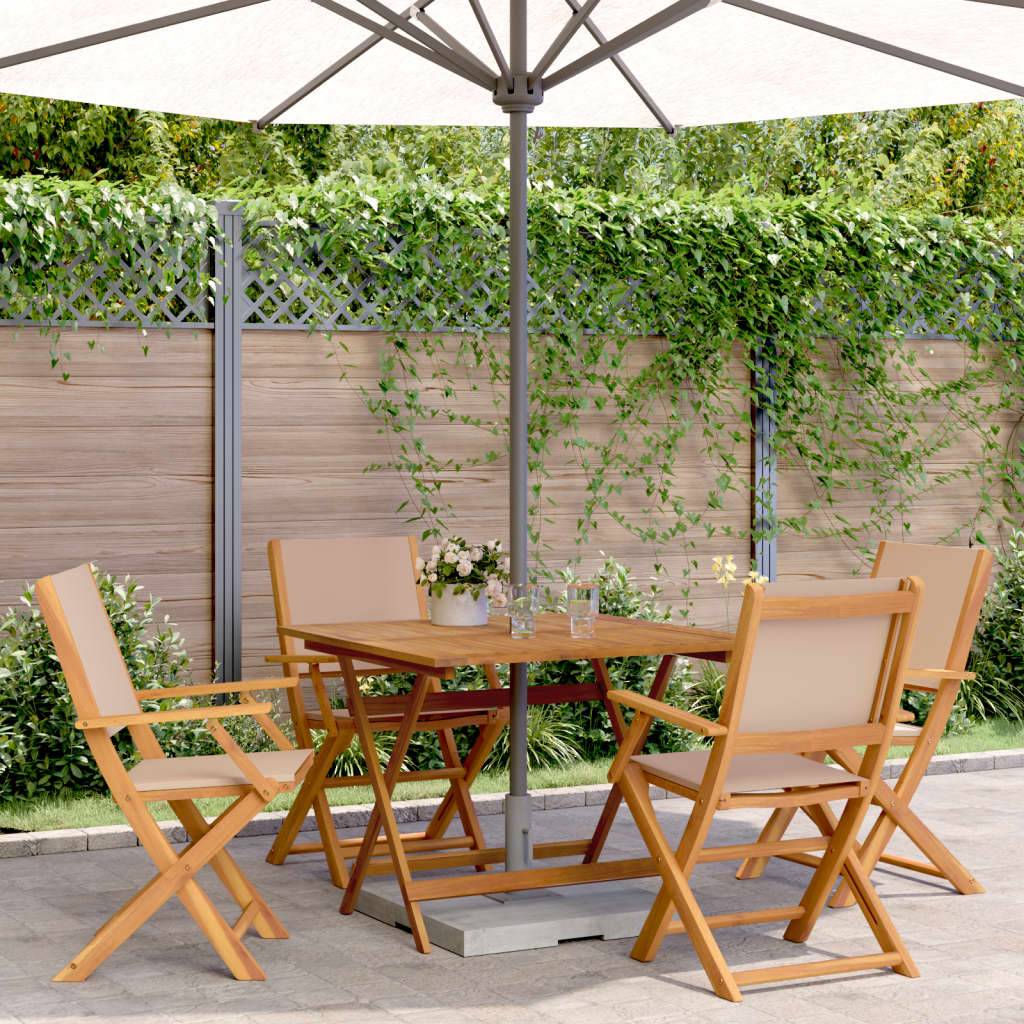 vidaXL 5-tlg. Garten-Essgruppe Stoff und Massivholz Taupe