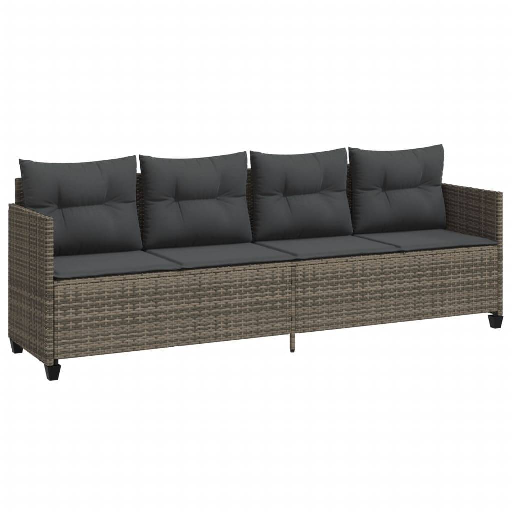 vidaXL 5-tlg. Garten-Sofagarnitur mit Kissen Grau Poly Rattan