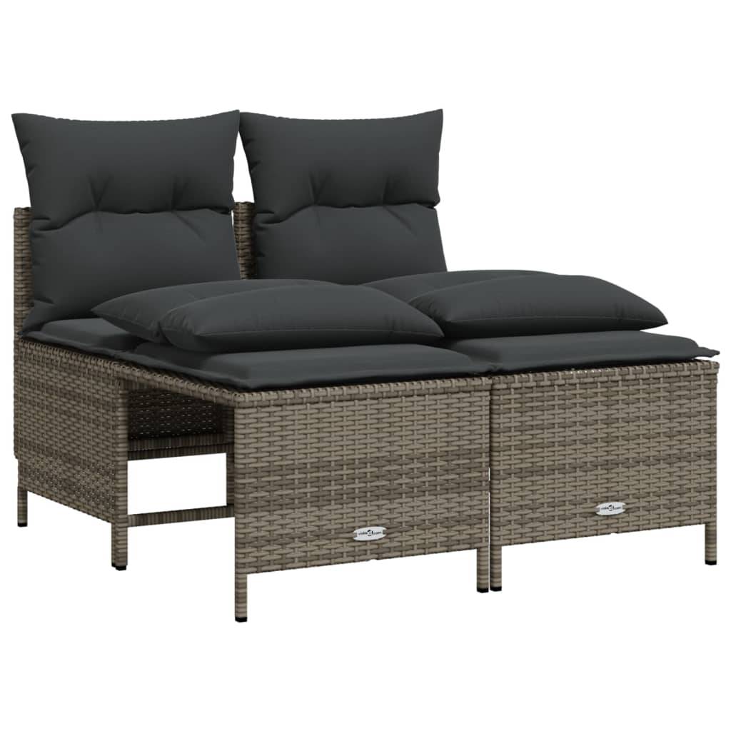 vidaXL 5-tlg. Garten-Sofagarnitur mit Kissen Grau Poly Rattan