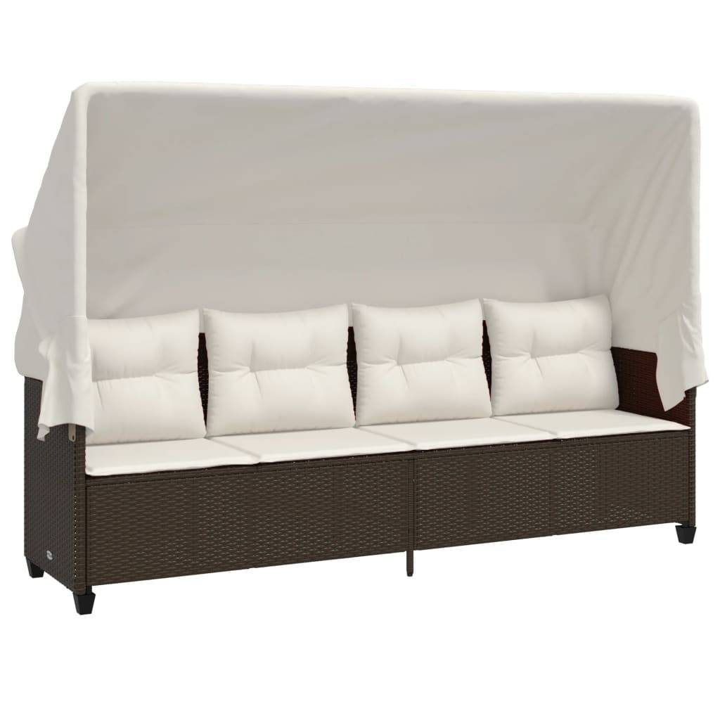 vidaXL 5-tlg. Garten-Sofagarnitur mit Kissen Braun Poly Rattan