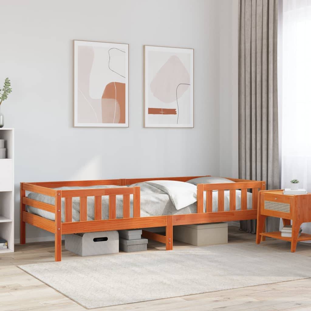 vidaXL Massivholzbett ohne Matratze Wachsbraun 80x200 cm Kiefernholz