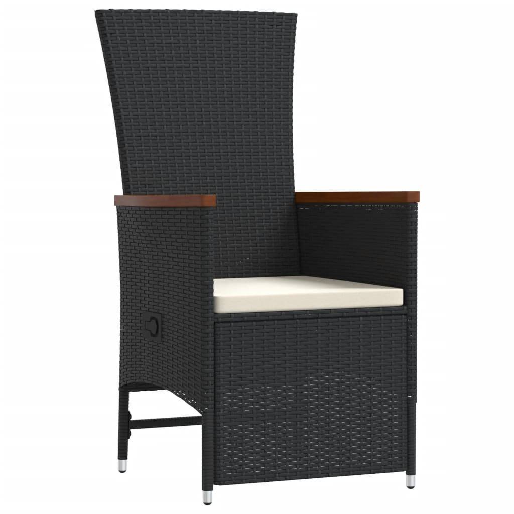 vidaXL 9-tlg. Garten-Essgruppe mit Kissen Schwarz Poly Rattan