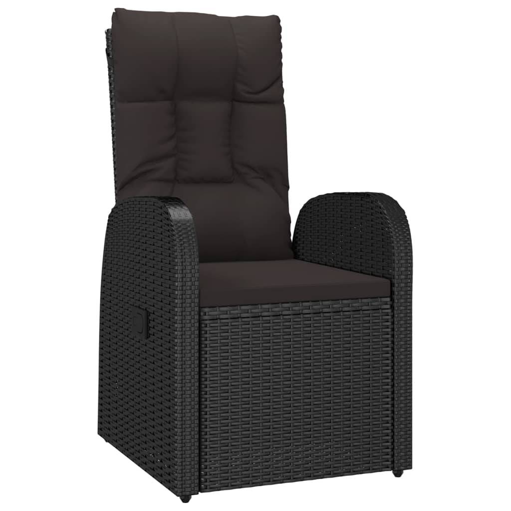 vidaXL 11-tlg. Garten-Essgruppe mit Kissen Schwarz Poly Rattan