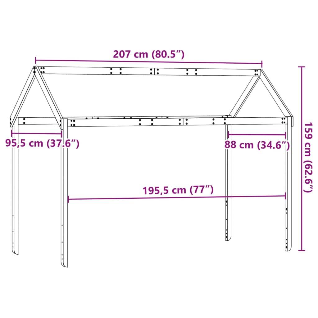 vidaXL Dach für Kinderbett Weiß 207x95,5x159 cm Massivholz Kiefer