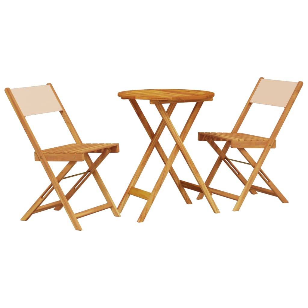 vidaXL 3-tlg. Bistro-Set Beige Stoff und Massivholz
