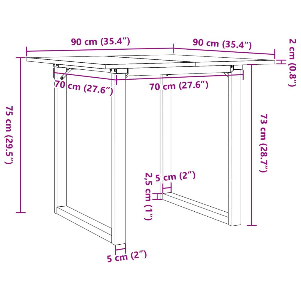 vidaXL Esstisch O-Gestell 90x90x75cm Massivholz Kiefer und Stahl