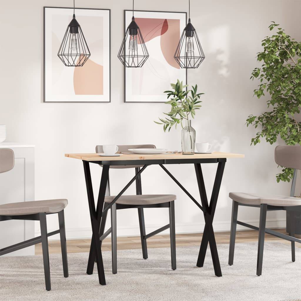 vidaXL Esstisch X-Gestell 100x50x75 cm Massivholz Kiefer und Stahl