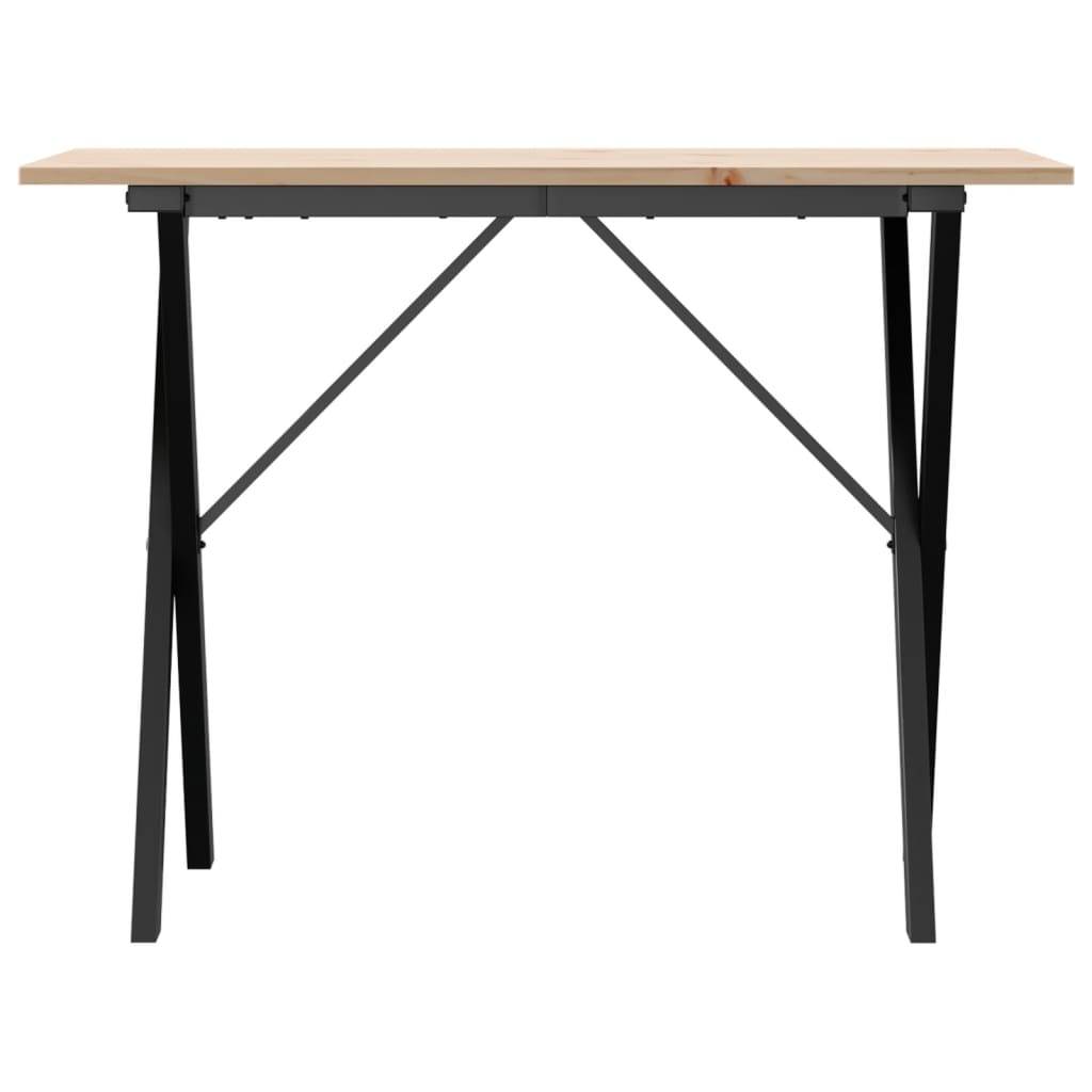 vidaXL Esstisch X-Gestell 100x50x75 cm Massivholz Kiefer und Stahl