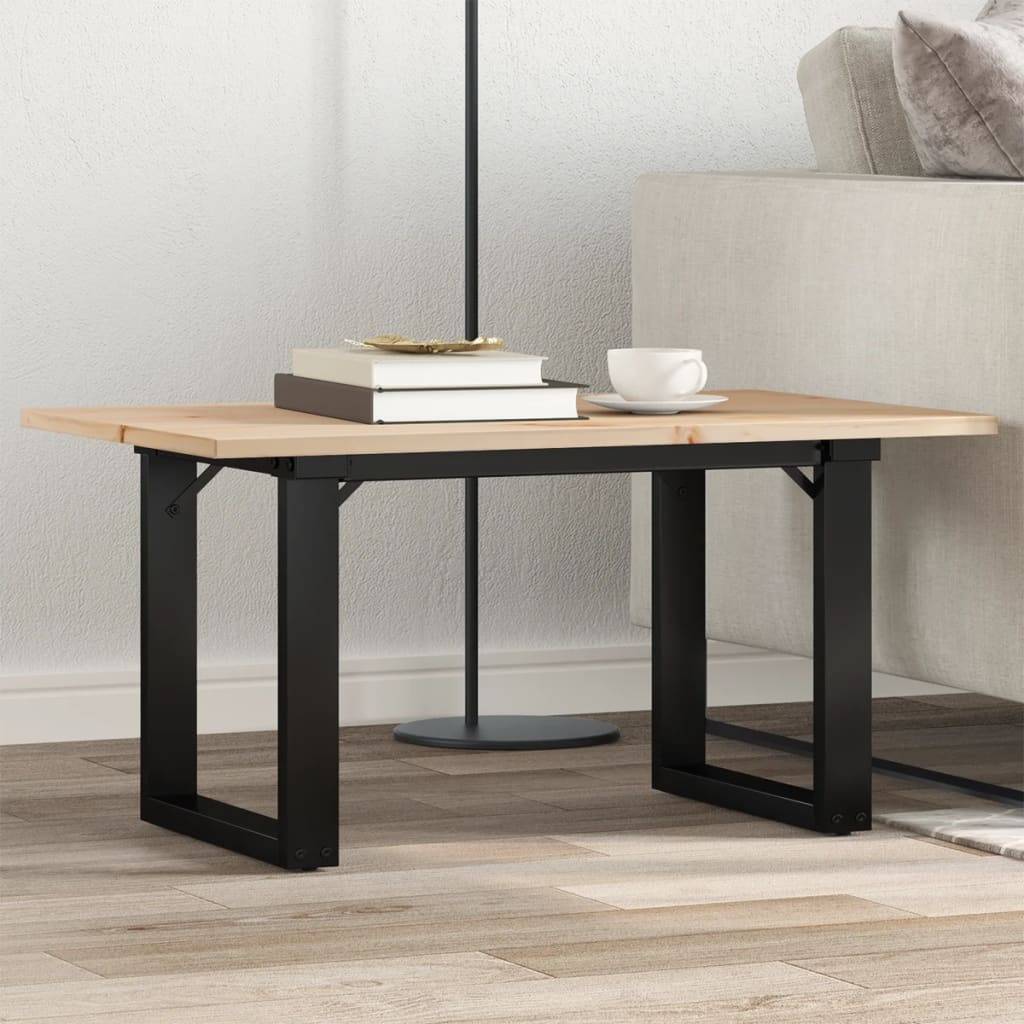 vidaXL Couchtisch O-Gestell 80x50x40cm Massivholz Kiefer und Stahl