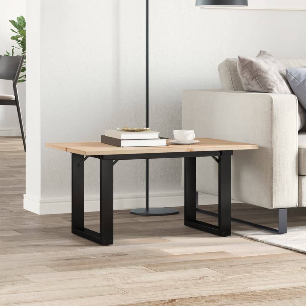 vidaXL Couchtisch O-Gestell 80x50x40cm Massivholz Kiefer und Stahl