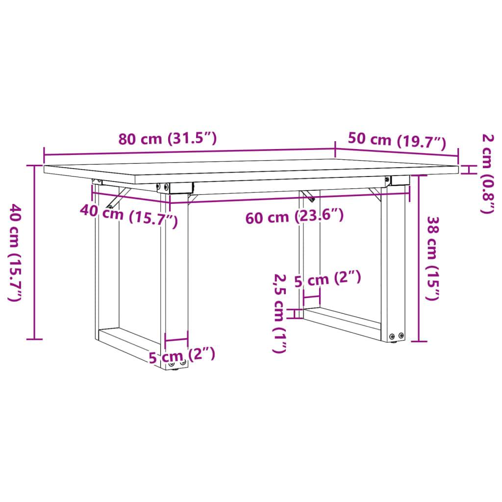 vidaXL Couchtisch O-Gestell 80x50x40cm Massivholz Kiefer und Stahl
