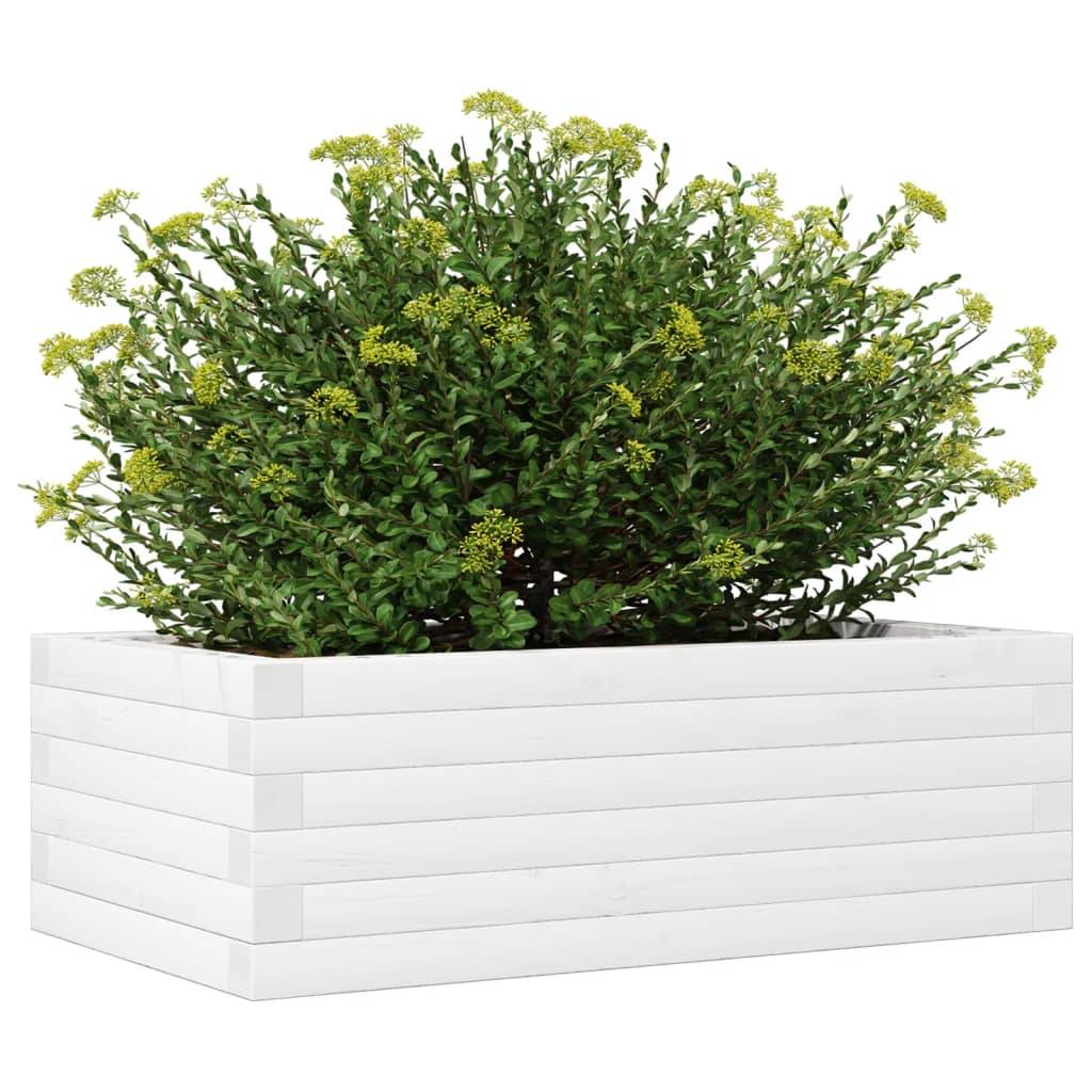 vidaXL Pflanzkübel Weiß 70x40x23 cm Massivholz Kiefer