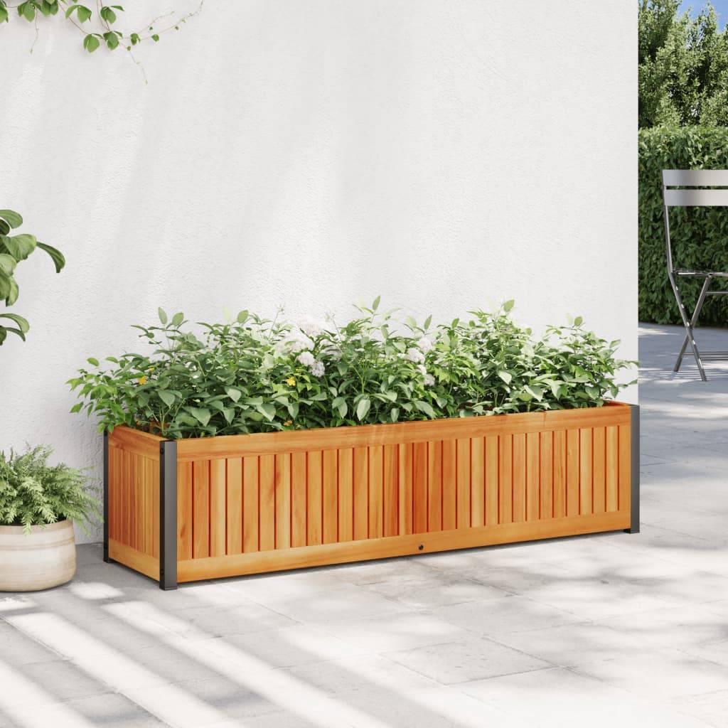 vidaXL Pflanzkübel 110x30x27,5 cm Massivholz Akazie und Stahl
