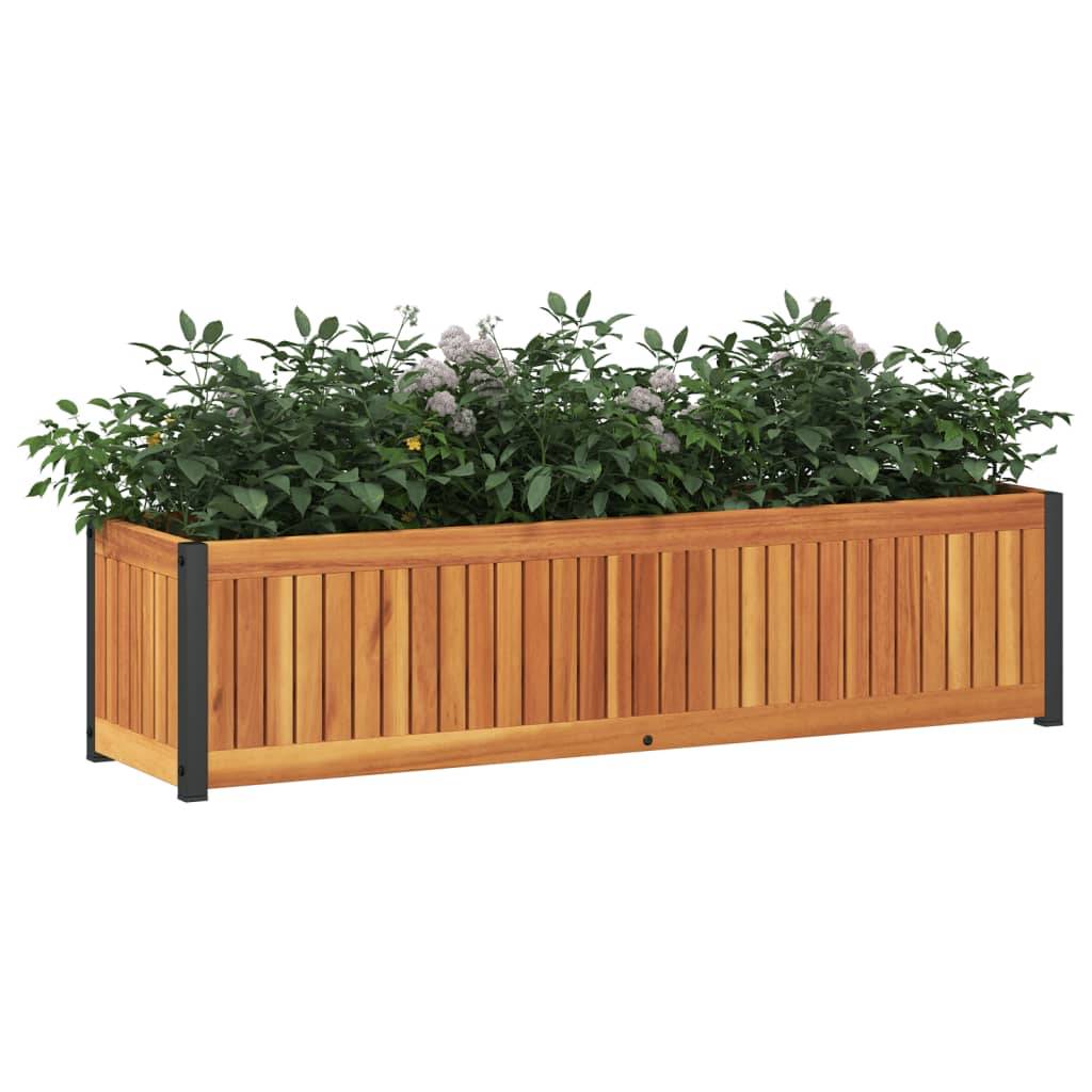 vidaXL Pflanzkübel 110x30x27,5 cm Massivholz Akazie und Stahl