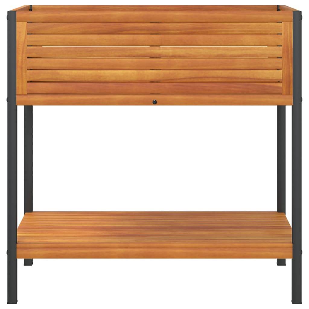 vidaXL Pflanzkübel mit Ablage 80x45x80 cm Massivholz Akazie und Stahl